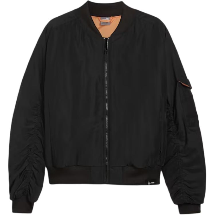 Puma Mercedes AMG SS24 Logo Zip-Up Jacket Black Long Sleeve Fashionable 627411-01