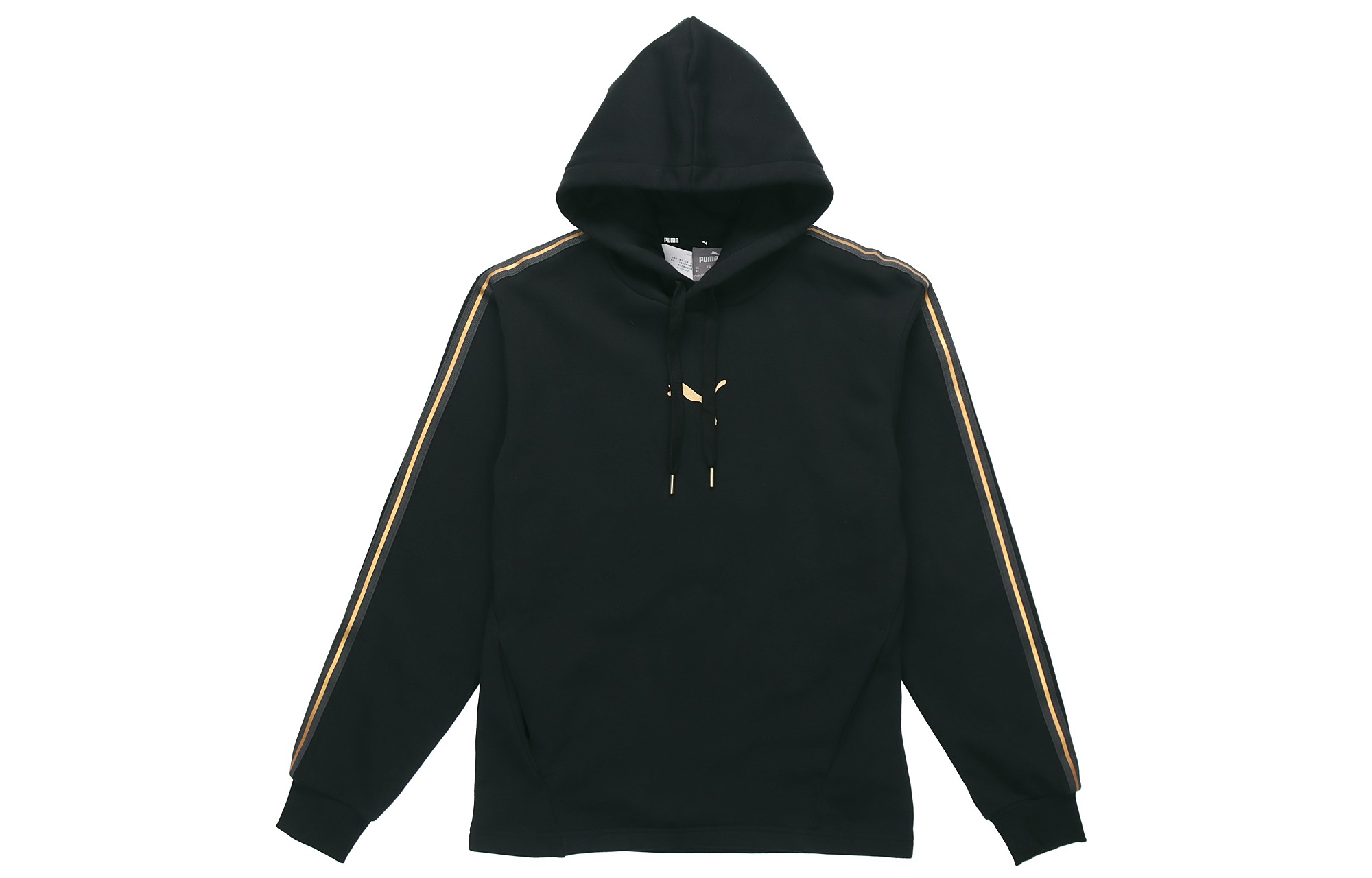 Puma Metallic Gold Print Fleece Hoodie Black 587139-01