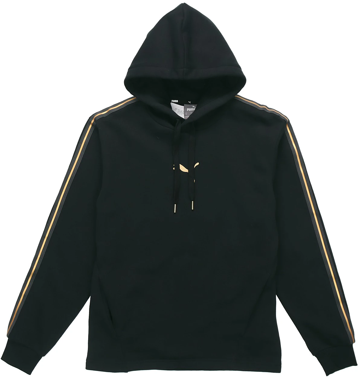 puma-metallic-gold-print-fleece-hoodie-black-587139-01