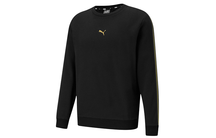 Puma Metallic Nights Crew Logo Fleece Sweatshirt Winter Black Sportswear 587141-01
