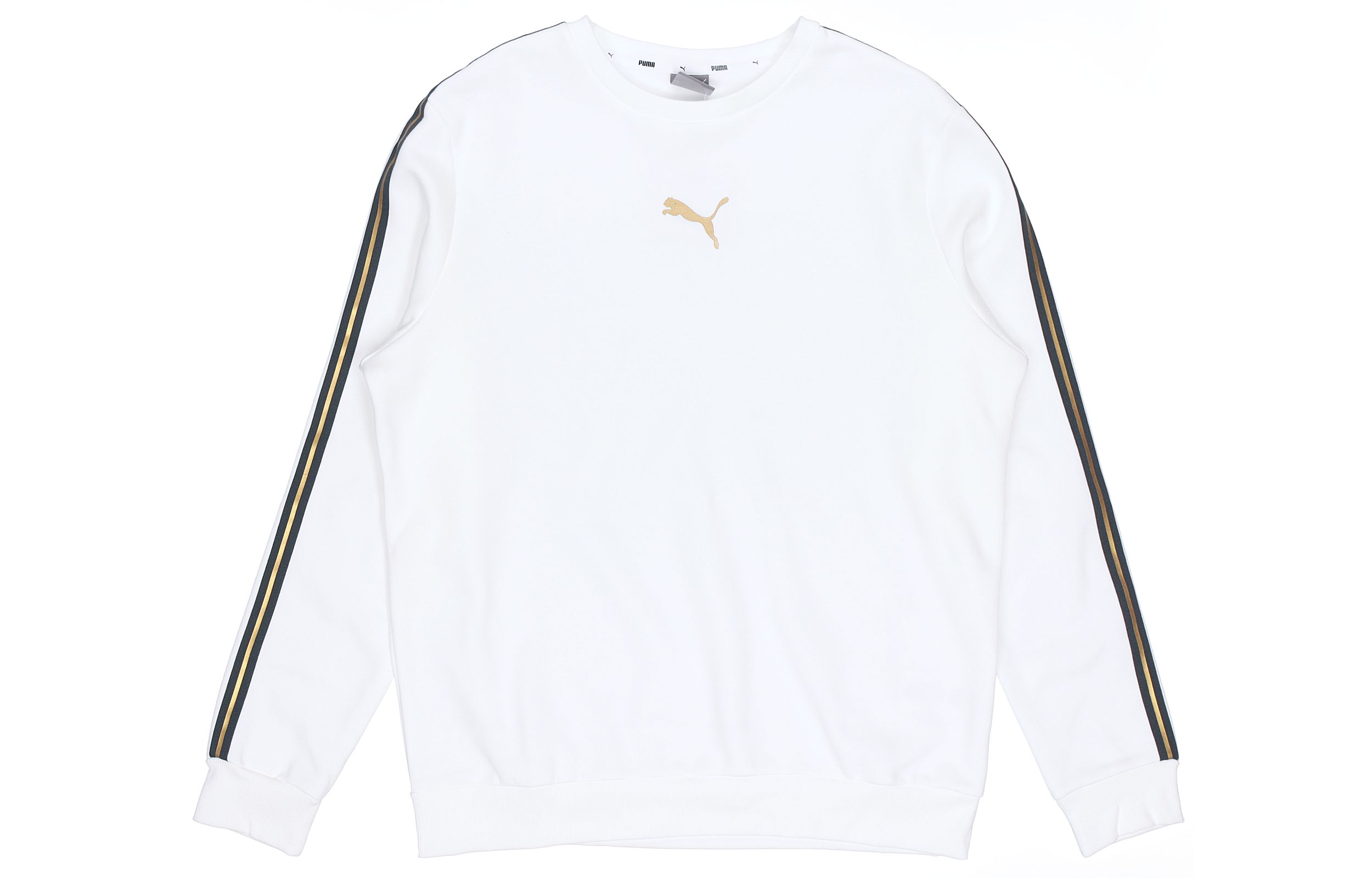 Puma Metallic Nights Fleece Pullover Crewneck Sweatshirt White 587141-02