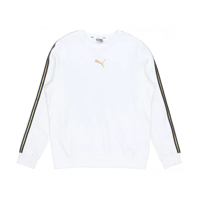 Puma Metallic Nights Fleece Pullover Crewneck Sweatshirt White 587141-02