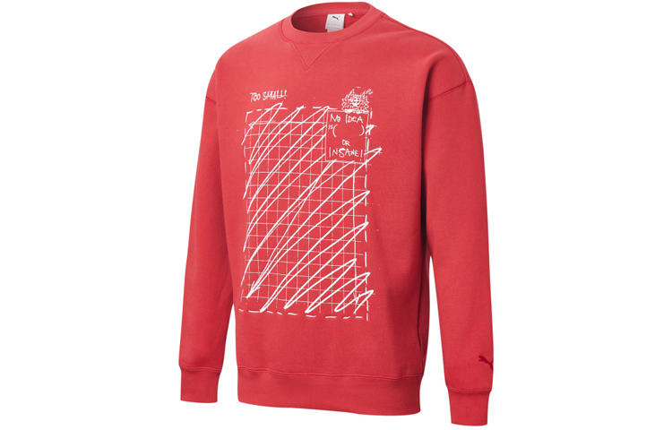 Puma Michael Lau Graphic Crew Fleece Red Pullover Sweatshirt 530351-22