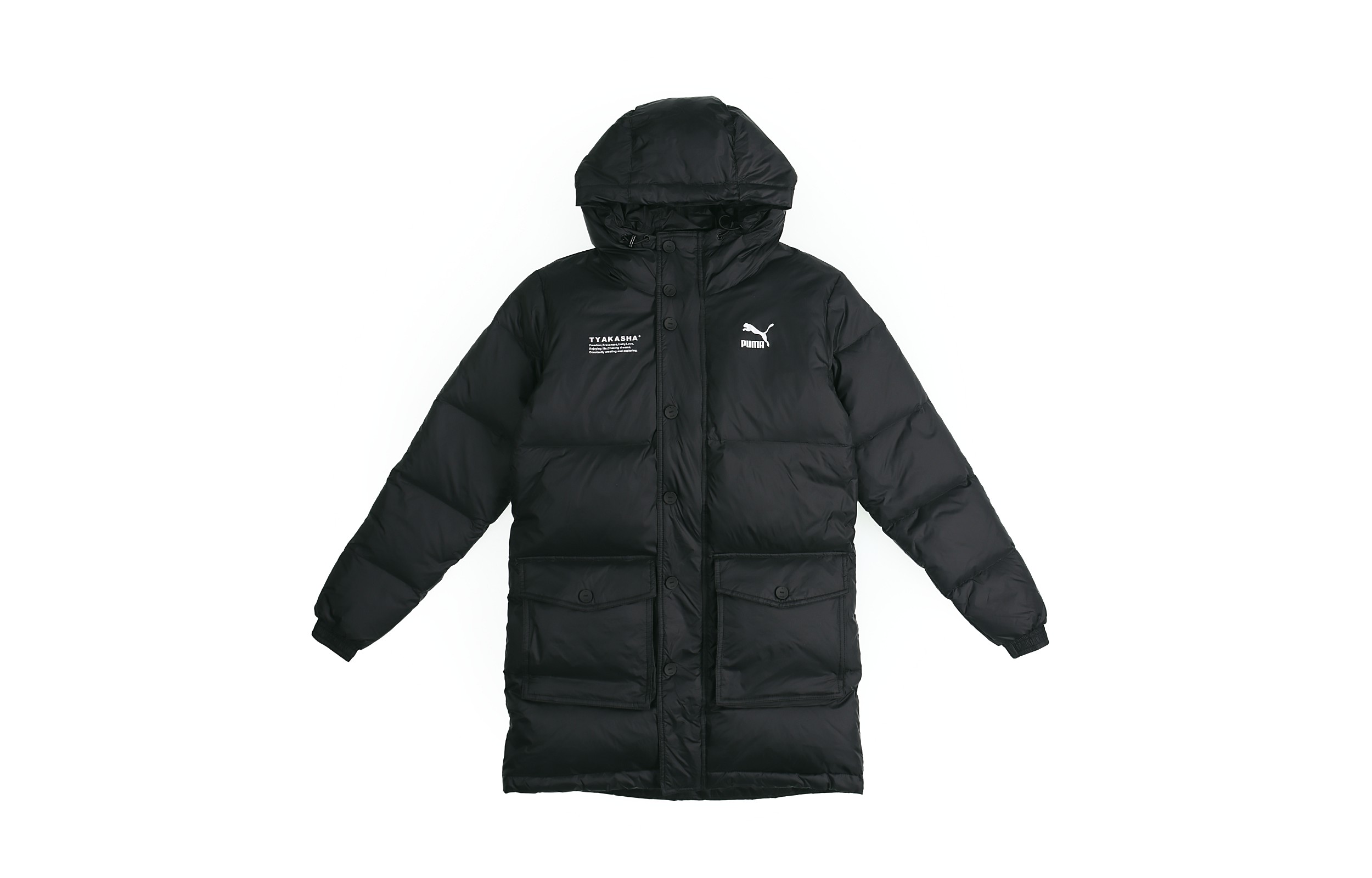 Puma Mid-Length Hooded Windproof Down Jacket Winter Black Unisex 595561-01