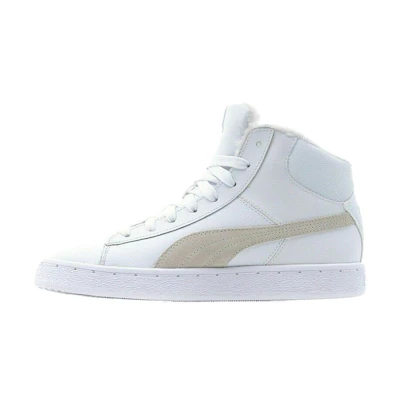 Puma Mid Leather Fur Lined Cozy Stay Warm Mid-Top Casual Skate Shoes Unisex White Fleece Lined