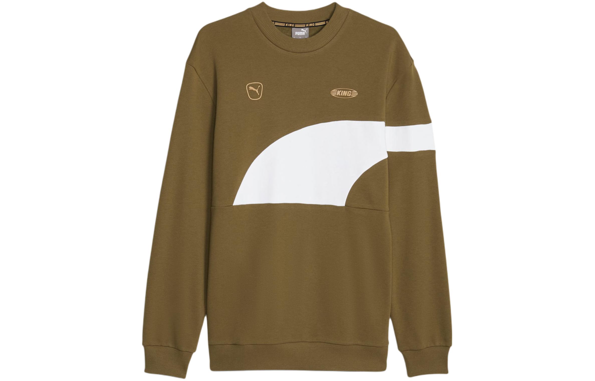 Puma Military Green Colorblock Logo Crewneck Sweatshirt 658665-02
