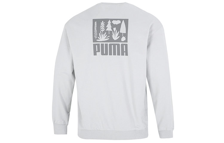 Puma Minimalist Logo Crewneck Sweatshirt Light Grey Casual Fall Wear 538780-09