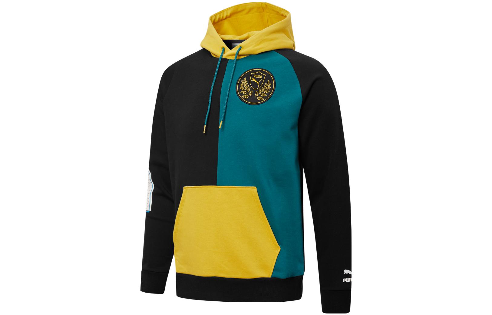 Puma Mix Badge Black Pullover Sweatshirt with Embroidered Logo Unisex 537005-01