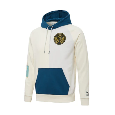 Puma Mix Badge White Hoodie Unisex Athletic Knit Pullover Sweater 537005-65