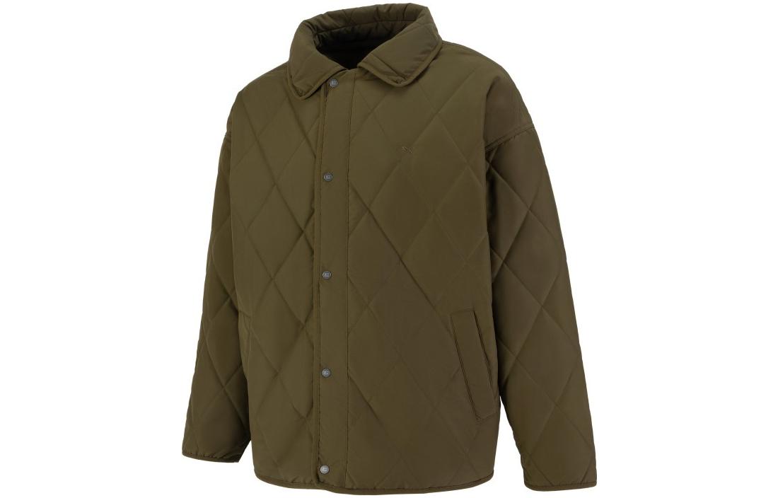 Puma MMQ Brown Button-Up Logo Shirt Collar Woven Jacket Unisex 536622-62