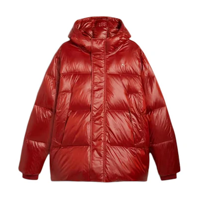PUMA MMQ FW24 Relaxed Fit Mars Red Waterproof Down Jacket with Hood. 626710-63