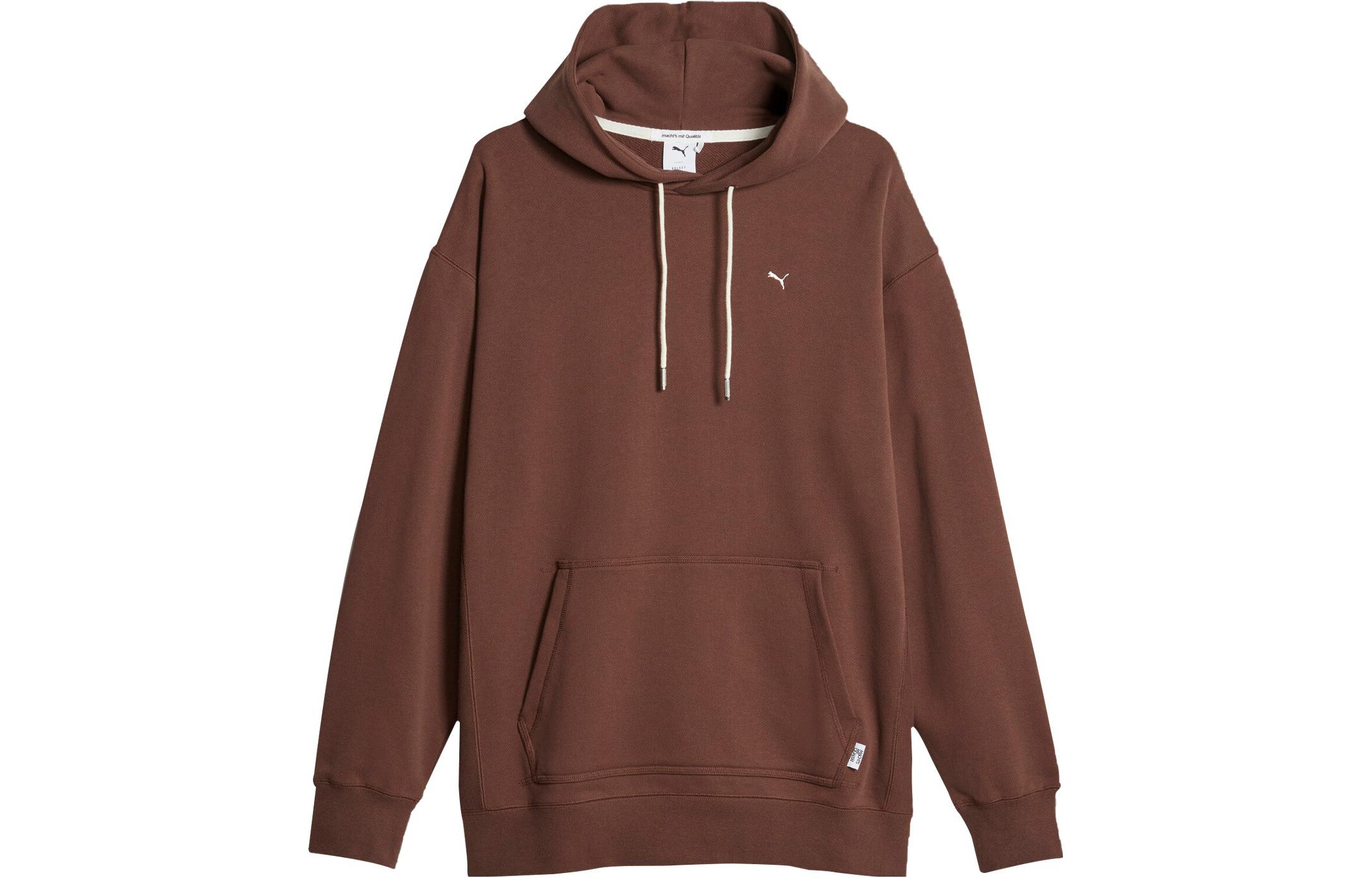 Puma MMQ Hoodie Brown Unisex Relaxed-Fit Solid Color Casual Sweatshirt 620819-45