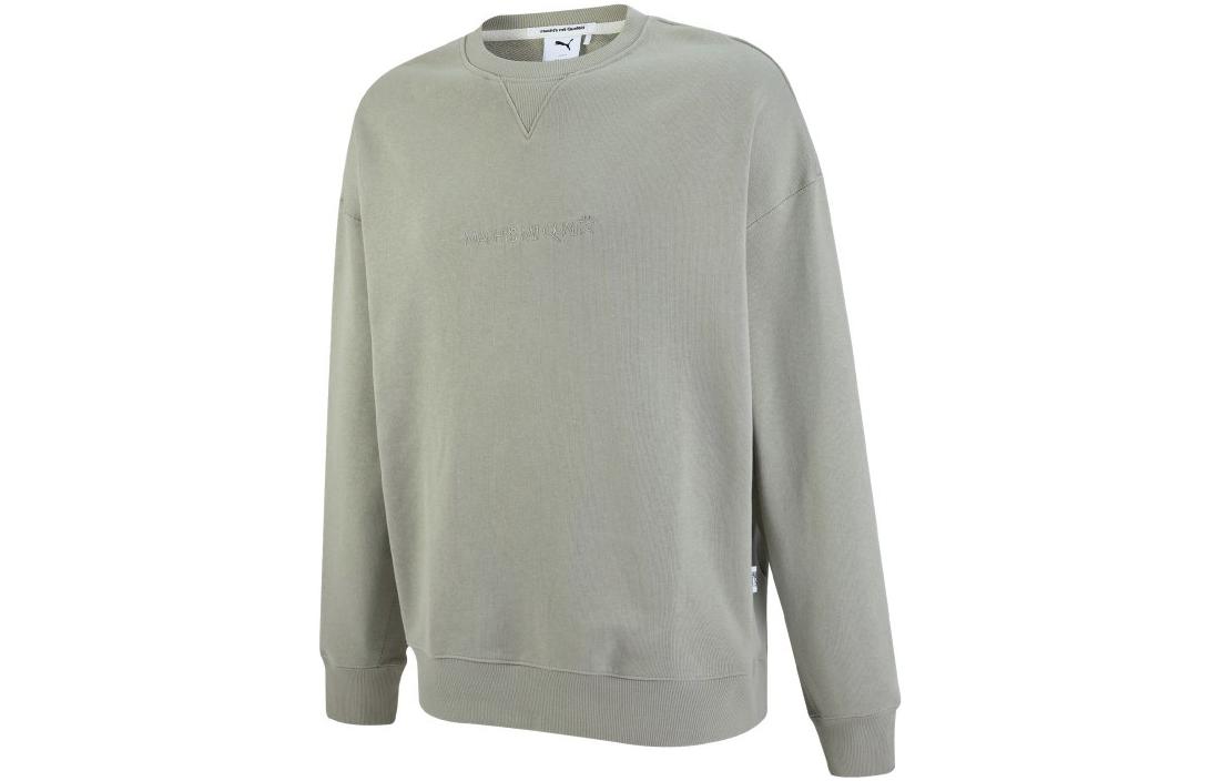 Puma MMQ Knit Crewneck Sweatshirt Unisex Grey with Embroidered Chest Logo 536595-68
