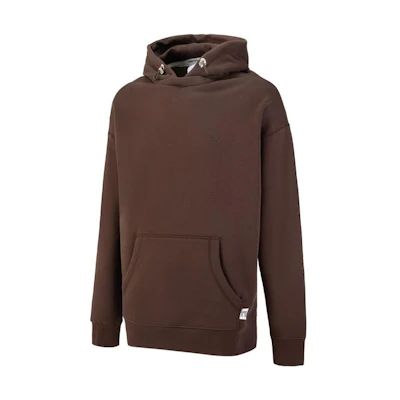 Puma MMQ Logo Embroidered Hoodie Brown Unisex Knit Pullover Sweater 536596-63
