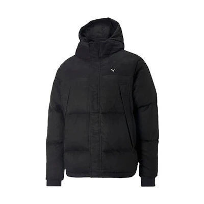 PUMA MMQ Logo Quilted Down Jacket Unisex Black Hidden Zip Design. 535786-01