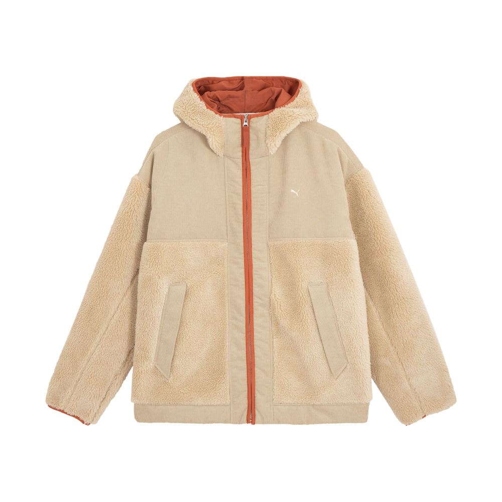Puma MMQ Material Mix Sherpa Jacket Almond - Unisex Fleece Hoodie Jacket 623049-88
