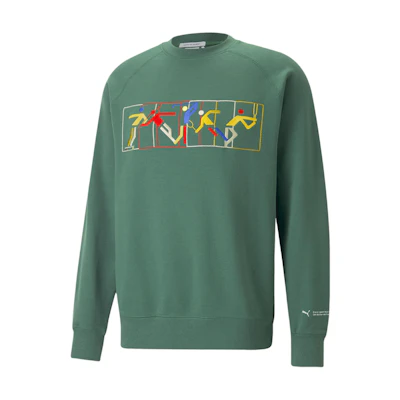 Puma MMQ Printed Crewneck Sweatshirt Vine Green Casual Wear 539512-37