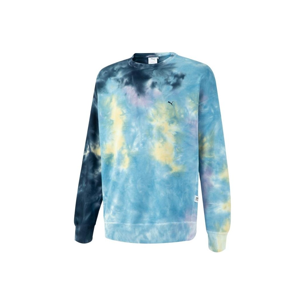 Puma MMQ Tie-Dye Design Long Sleeve Sweatshirt Unisex Navy Blue 539579-06