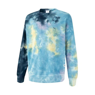 Puma MMQ Tie-Dye Design Long Sleeve Sweatshirt Unisex Navy Blue 539579-06