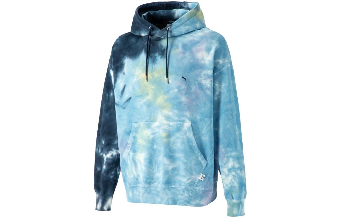 Puma MMQ Tie Dye Hoodie Navy Blue Unisex Pullover Sweatshirt 539575-06