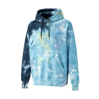 Puma MMQ Tie Dye Hoodie Navy Blue Unisex Pullover Sweatshirt 539575-06