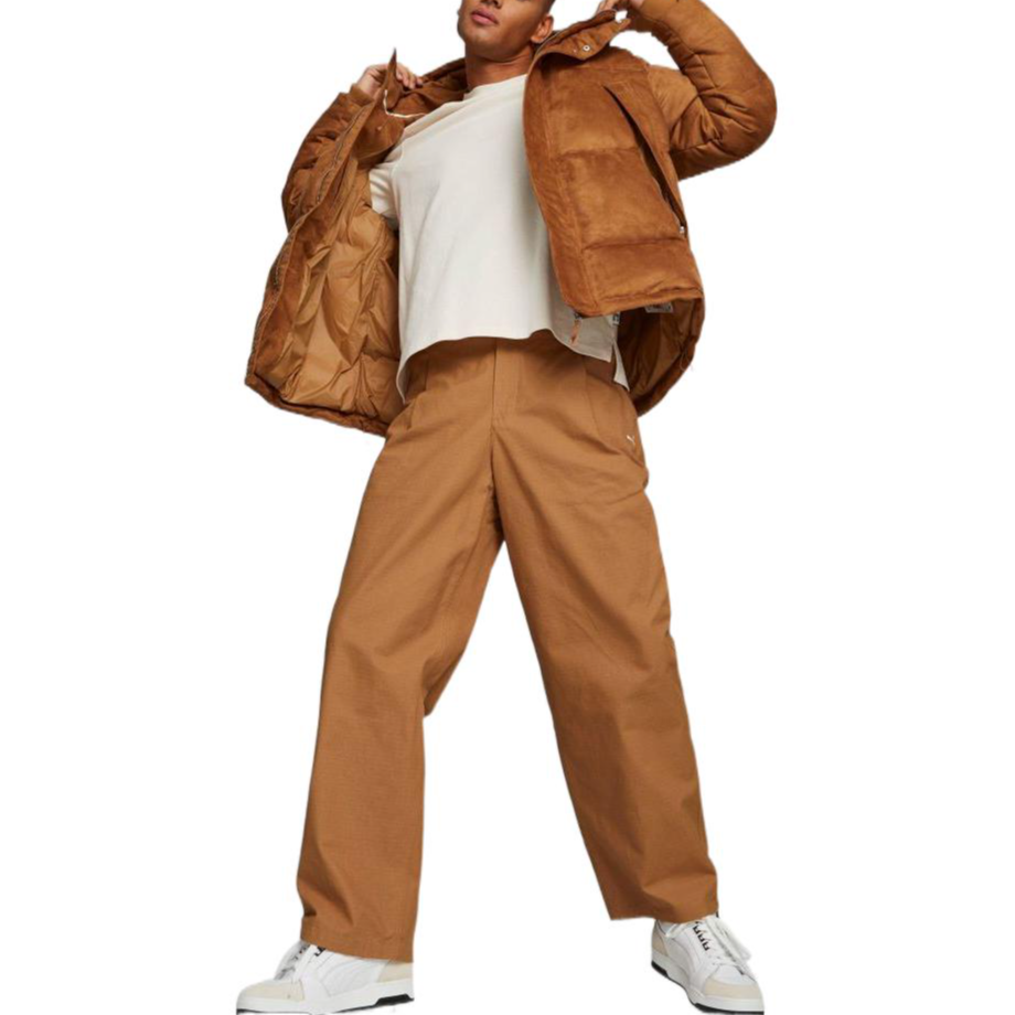 Purchase 彪马MMQ男女连帽羽绒夹克棕色款，简约标志印花隐藏拉链设计。 535786-74