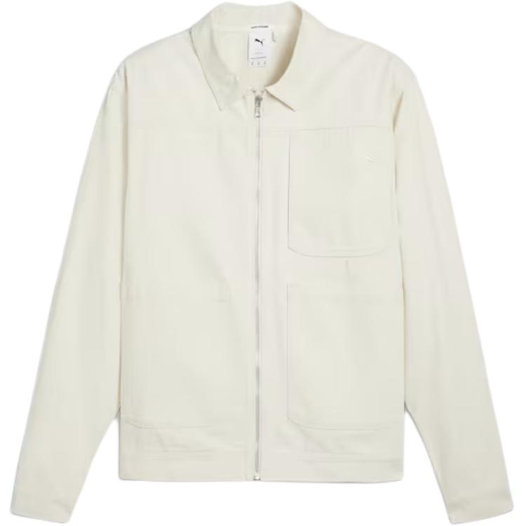 Puma MMQ White Long-Sleeve Jacket with Zip and Polo Collar Design 626633-87