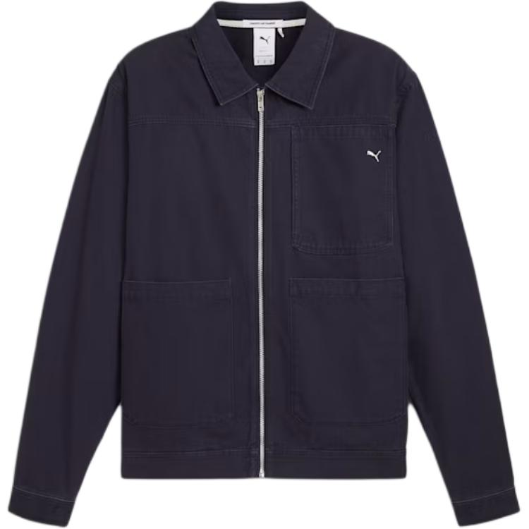 Puma MMQ Zip Overshirt Navy Blue Casual Cotton Jacket with Collar and Zipper 626633-16