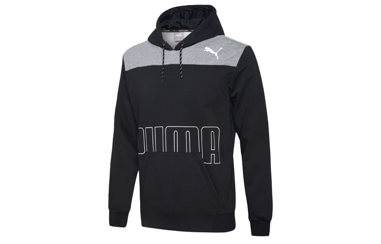 Puma Modern Logo Colorblock Pullover Hoodie Black 844167-01