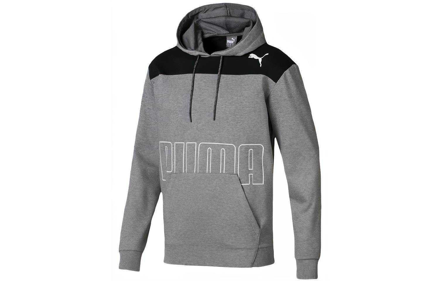 Puma Modern Logo Vintage Colorblock Hoodie Men’s Gray Pullover 844167-03