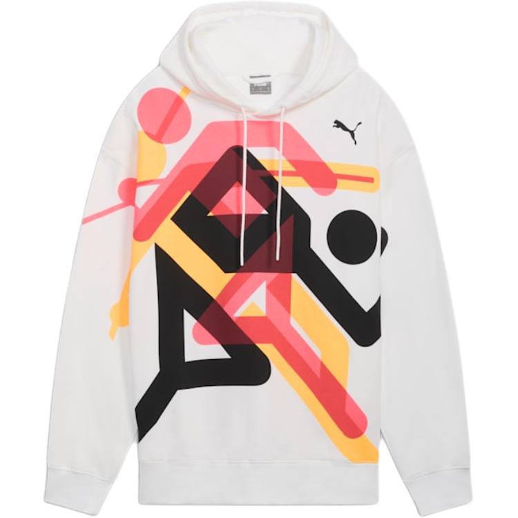 Puma Moisture-Wicking Printed Hoodie Long Sleeve Sweatshirt - White 526304-53