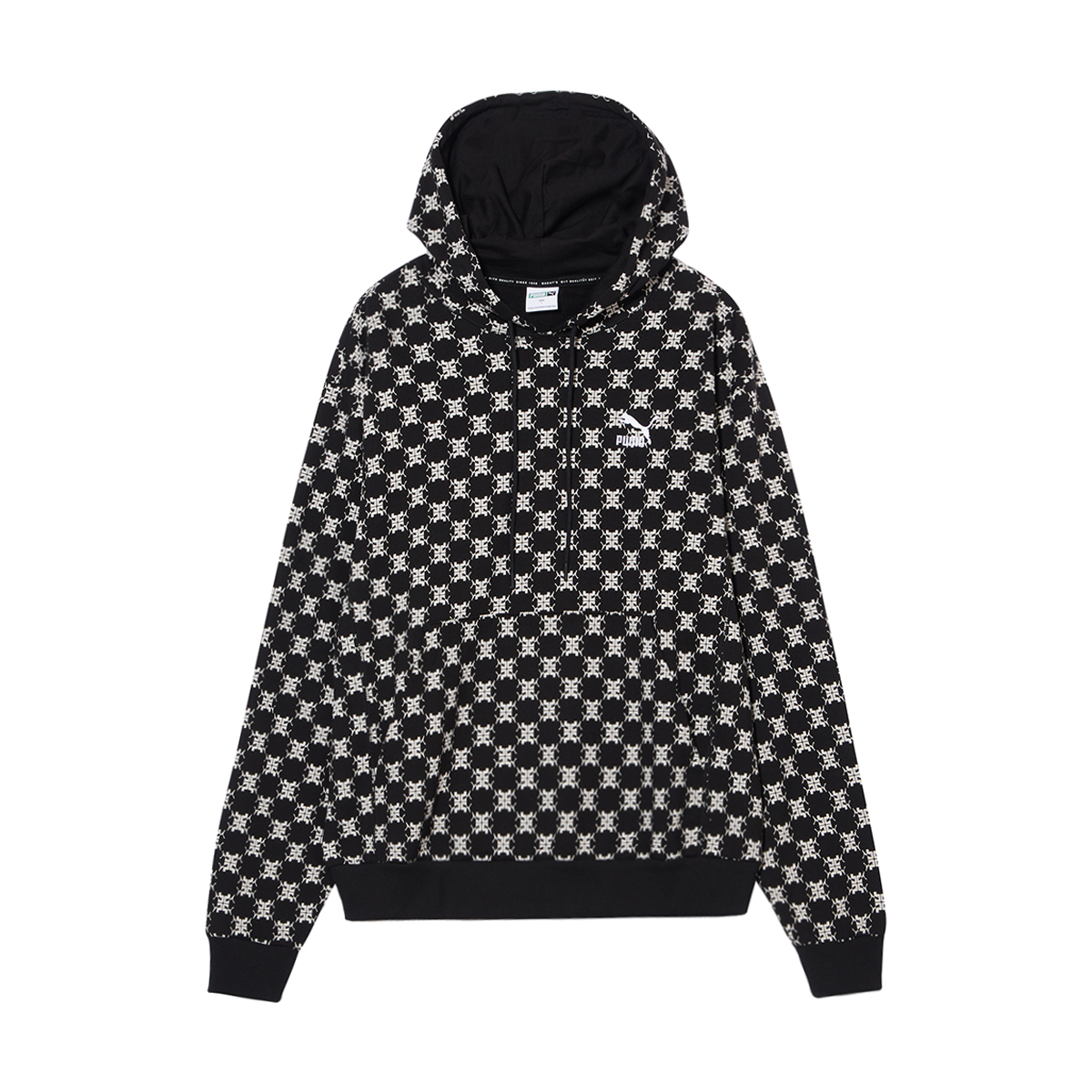 Puma Monogram All-over Print Hoodie Unisex Black 539751-01