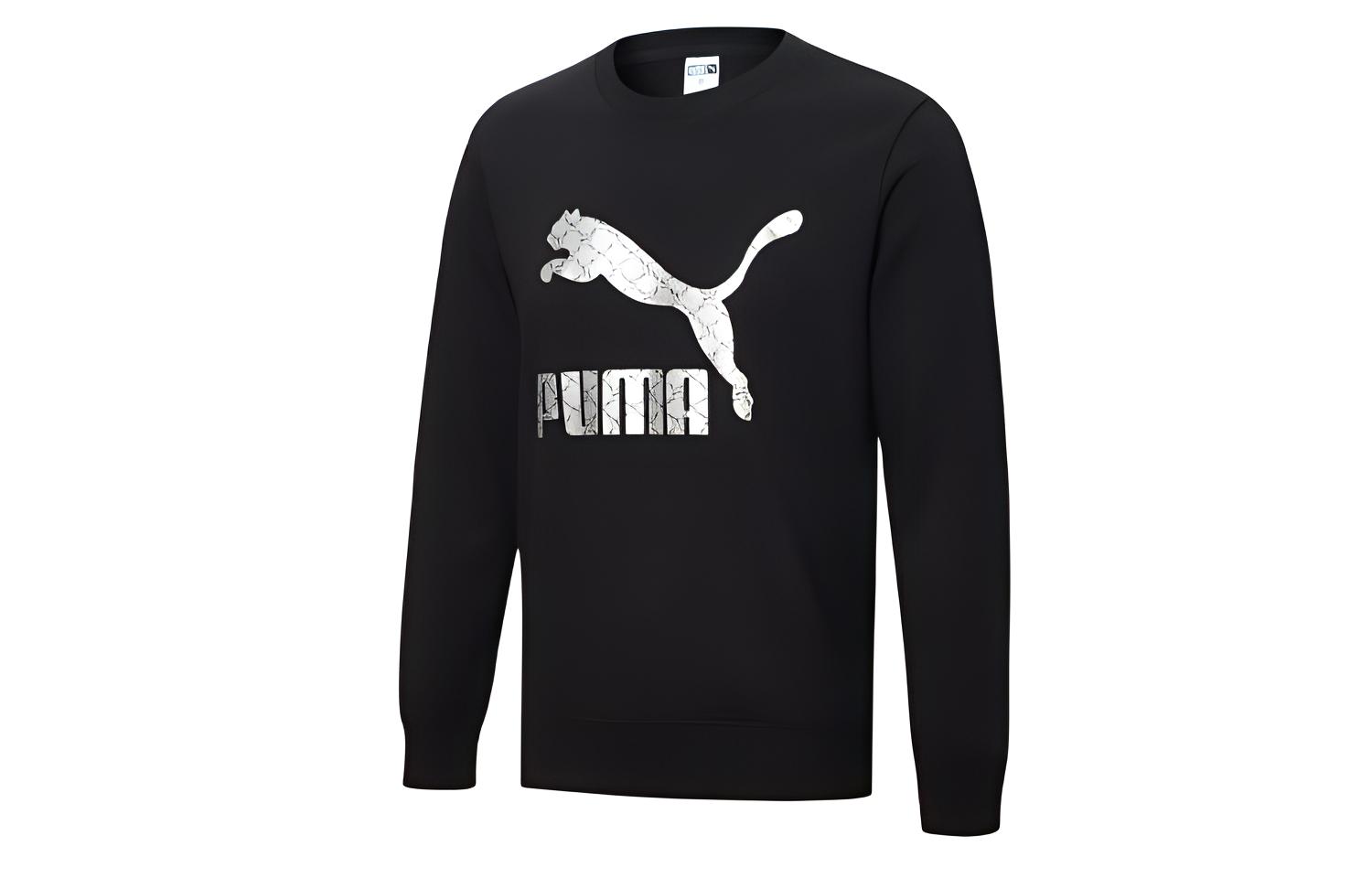 Puma Monogram Print Logo Crewneck Sweatshirt Black ( Casual) 532173-01