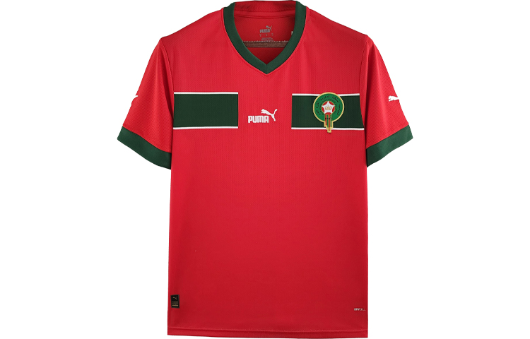 Puma Morocco Home 2022 Qatar World Cup V-Neck Red Soccer Jersey Fan Edition Men 765807-01