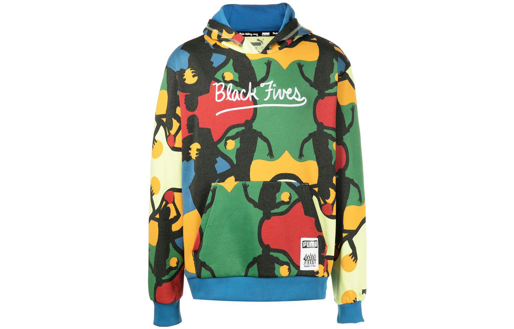 Puma Multi-Color Allover Print Kangaroo Pocket Hoodie Long Sleeve 534495-01