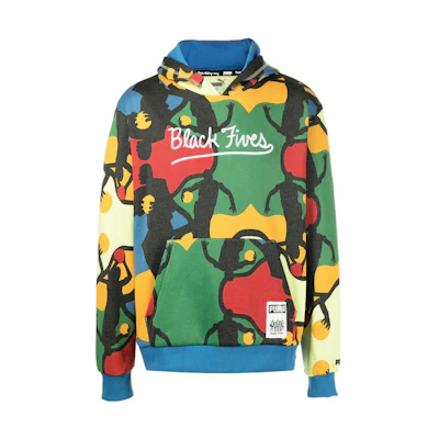 Puma Multi-Color Allover Print Kangaroo Pocket Hoodie Long Sleeve 534495-01