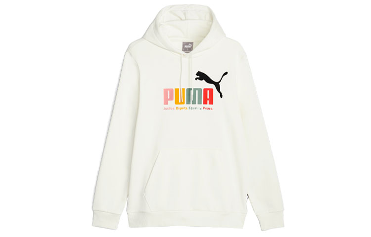 Puma Multicolor ESS+ Logo Print Casual Hoodie White 677171-65