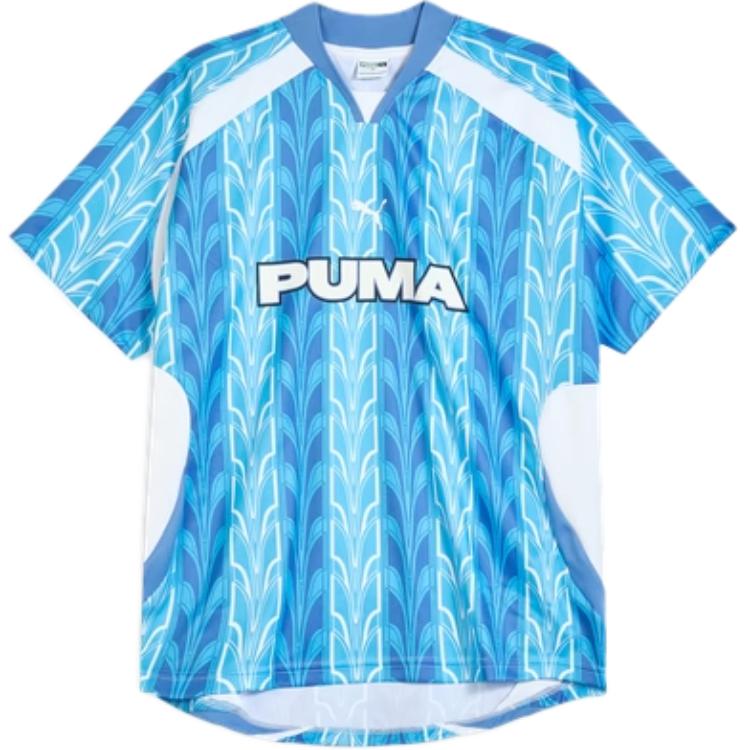Puma Multicolor Letter Print Loose Breathable Training Soccer Tee Blue Unisex 627933-18