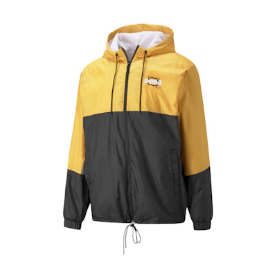 Puma MVP Windbreaker Yellow Drawstring Hooded Woven Jacket 532208-02