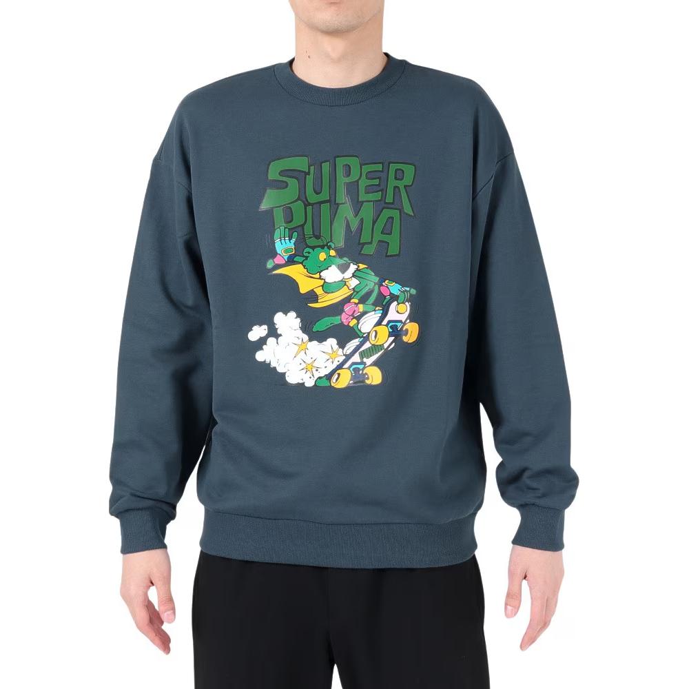 Puma Navy Blue Cartoon Graphic Print Crewneck Sweatshirt 674807-16