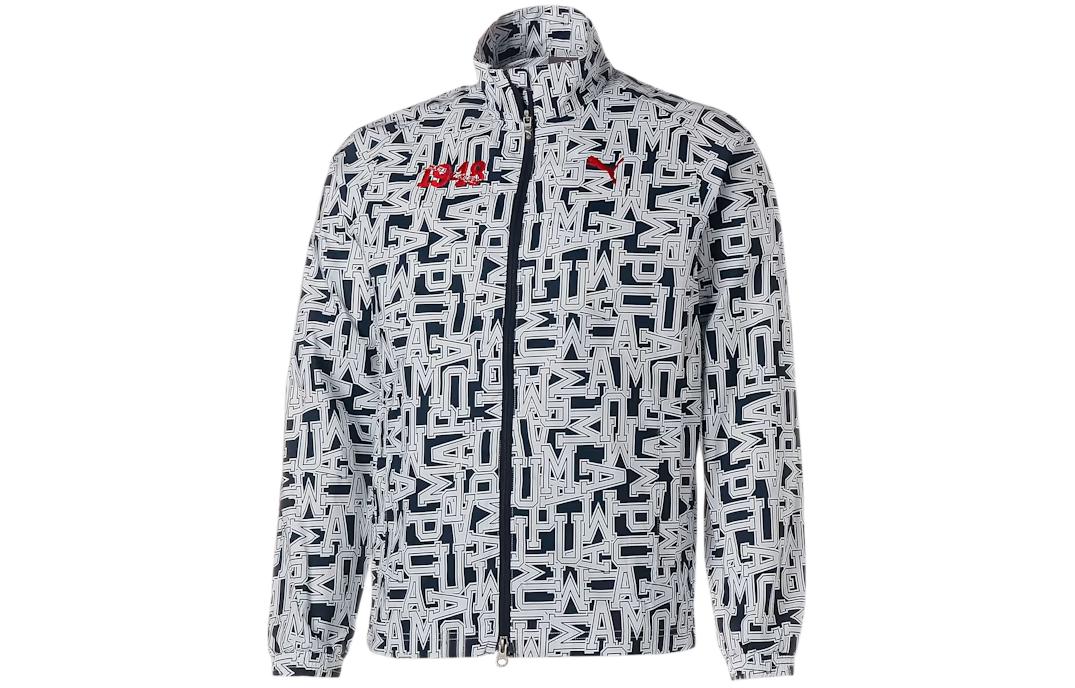 Puma Navy Blue Graphic Print Zip-Up Jacket with Stand Collar 622392-01