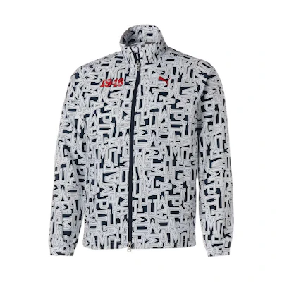 Puma Navy Blue Graphic Print Zip-Up Jacket with Stand Collar 622392-01