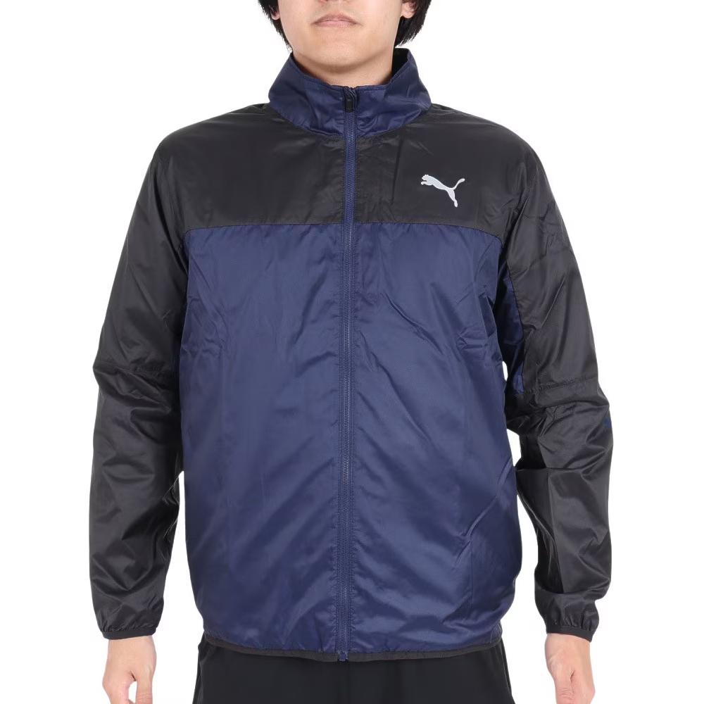 Puma Navy Blue Hoodie Jacket with Logo Embroidery拼接 Design 525022-06