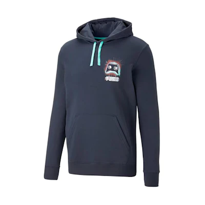 Puma Navy Blue Hoodie with Logo Print and Drawstring 539015-01