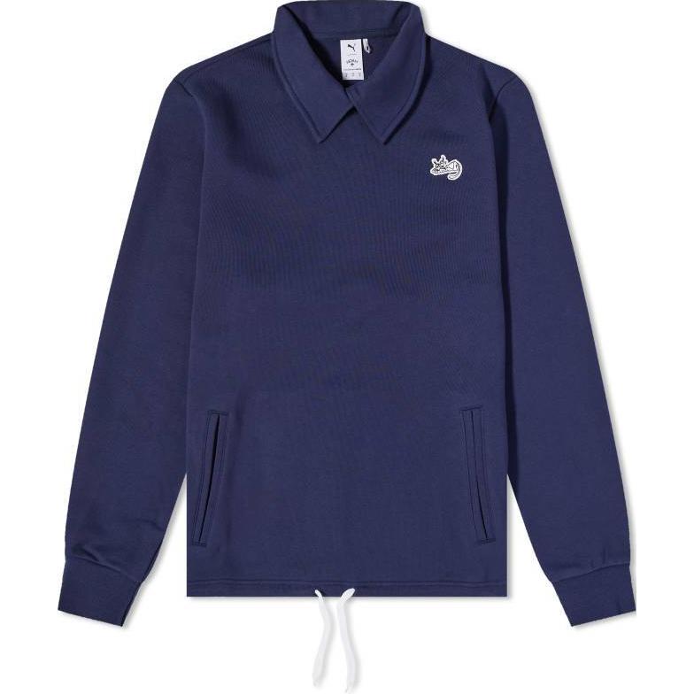 Puma Navy Blue Logo Embroidered Long-Sleeve Polo Sweatshirt 622667-06