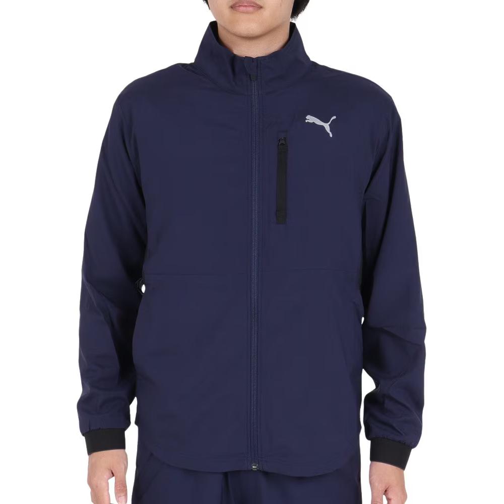 Puma Navy Blue Logo Print Full-Zip Track Jacket 525020-06