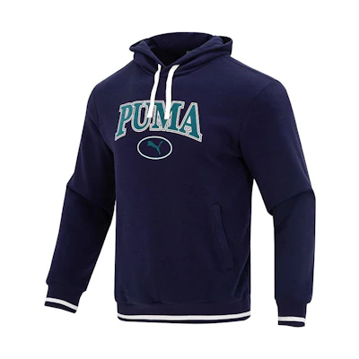 Puma Navy Blue Pullover Hoodie with Letter Print and Breathable Design 678419-06