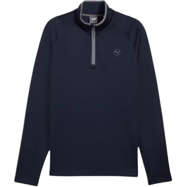 Puma Navy Blue Solid Waffle Knit Long-Sleeve Sweatshirt 626982-02