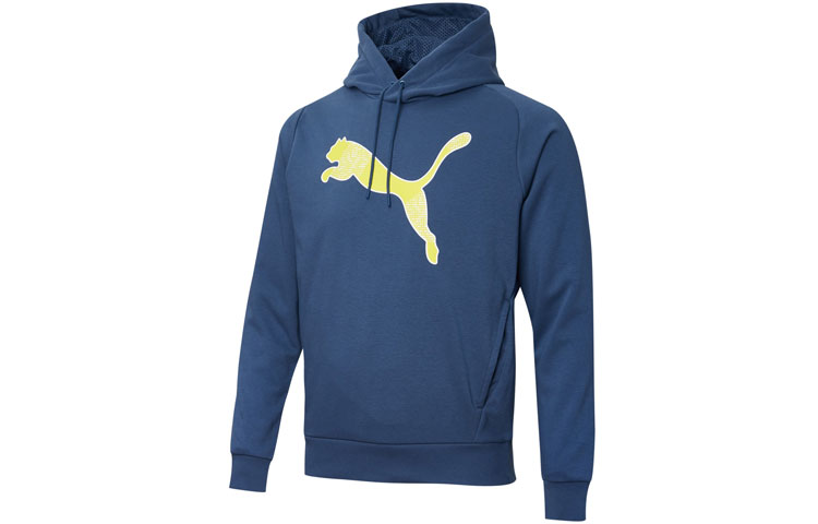 Puma Navy Printed Hoodie Men’s Deep Denim Blue Casual Sweatshirt 582682-43