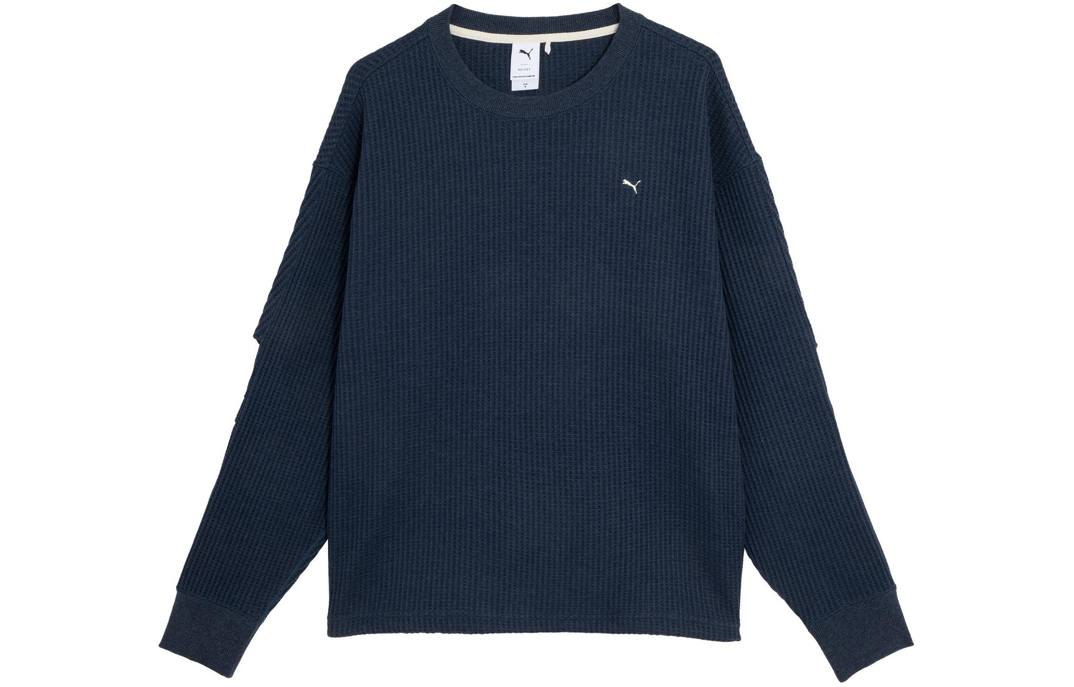 Puma Navy Series Unisex Crewneck Sweatshirt in Solid Navy Blue Casual Knit 623128-16